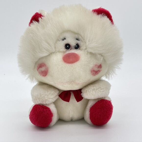 Vintage 1987 Blushers Plush 24K Polar Plush 7" Lion Red Lipstick Valentine Kiss - Picture 1 of 9